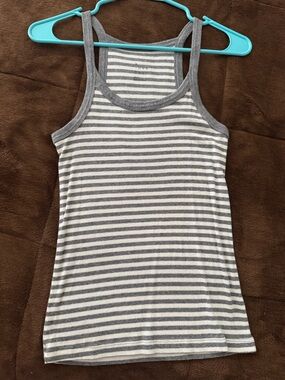 a new day Gray and White Striped Scoop Neck Tank